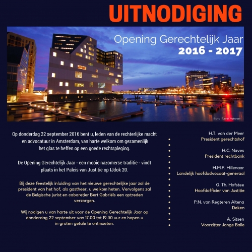 Uitnodiging Opening Gerechtelijk Jaar 2016-2017