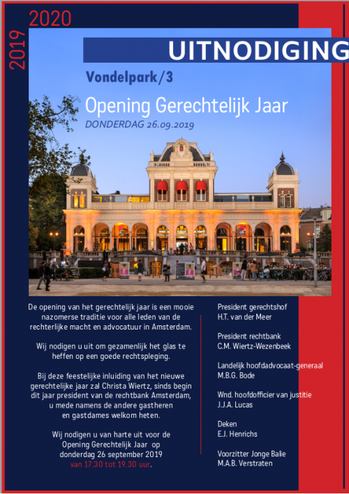 Flyer uitnodiging gerechtelijk jaar 2019-2020 afbeelding